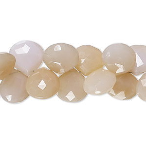 Bead, purple and peach chalcedony (dyed), pale, 10-11mm hand-cut top-drilled faceted puffed teardrop with 0.4-1.4mm hole, B- grade, Mohs hardness 6-1/2 to 7. Sold per 8-inch strand.