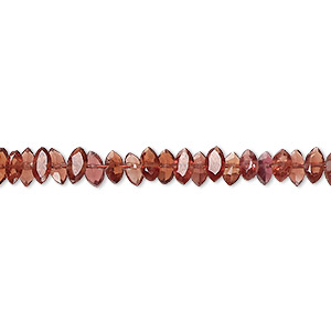 Bead, garnet (natural), 5x2mm-6x3mm hand-cut faceted puffed marquise, B grade, Mohs hardness 7 to 7-1/2. Sold per 14-inch strand, approximately 170 beads.