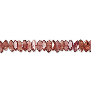 Bead, rhodolite garnet and garnet (natural), 5x3mm-7x4mm hand-cut faceted puffed marquise, B grade, Mohs hardness 7 to 7-1/2. Sold per 14-inch strand, approximately 150 beads.