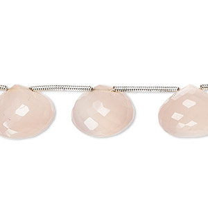 Bead, peach and pink chalcedony (dyed), 13x11mm-14x12mm hand-cut top-drilled faceted teardrop with 0.4-1.14mm hole, C grade, Mohs hardness 6-1/2 to 7. Sold per pkg of 12.