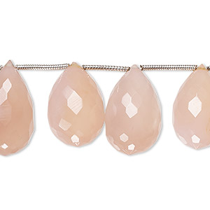Bead, pink chalcedony (dyed), 15x10mm-21x13mm hand-cut top-drilled faceted teardrop with 0.4-1.4mm hole, C+ grade, Mohs hardness 6-1/2 to 7. Sold per pkg of 17.