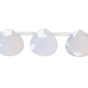 Bead, blue chalcedony (dyed), light, 12-13mm hand-cut top-drilled faceted puffed teardrop with 0.4-1.4mm hole, C+ grade, Mohs hardness 6-1/2 to 7. Sold per pkg of 23.