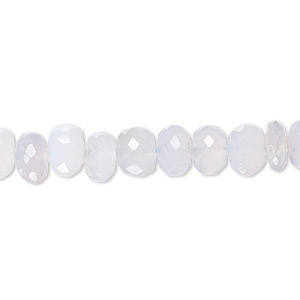 Bead, blue chalcedony (dyed), light, 7x4mm-9x7mm hand-cut faceted rondelle with 0.4-1.4mm hole, B grade, Mohs hardness 6-1/2 to 7. Sold per 14-inch strand.