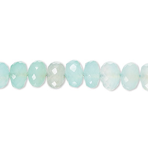 10 inches Long Strand,Aqua Chalcedony Faceted Round Rondells,8-9mm