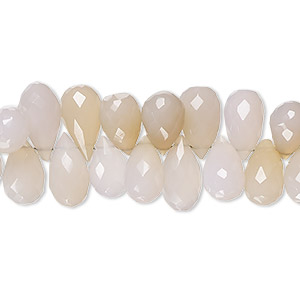 Bead, purple and peach chalcedony (dyed), light, 8x6mm-11x8mm hand-cut top-drilled faceted teardrop with 0.4-1.4mm hole, C- grade, Mohs hardness 6-1/2 to 7. Sold per 8-inch strand.