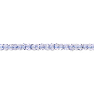 Bead, quartz crystal (coated), light purple, 3x2mm-4x2mm hand-cut faceted rondelle, B grade, Mohs hardness 7. Sold per 13-inch strand, approximately 150 beads.