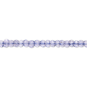 Bead, quartz crystal (coated), light purple, 3x2mm-4x3mm hand-cut faceted rondelle, B- grade, Mohs hardness 7. Sold per 13-inch strand, approximately 130 beads.