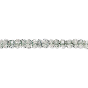 Bead, quartz crystal (coated), light green, 4x2mm-5x3mm hand-cut faceted rondelle, B grade, Mohs hardness 7. Sold per 13-inch strand, approximately 120 beads.