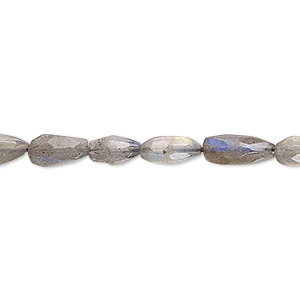 Bead, labradorite (natural), 6x4mm-10x5mm hand-cut faceted teardrop, B grade, Mohs hardness 6 to 6-1/2. Sold per 14-inch strand.