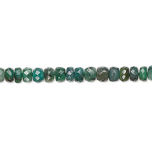 Bead, emerald (dyed), 4x2mm-5x4mm hand-cut faceted rondelle, D grade, Mohs hardness 7. Sold per 13-inch strand.