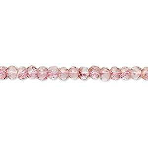 Bead, quartz crystal (coated), dark rose, 3x2mm-4x3mm hand-cut micro-faceted rondelle, B grade, Mohs hardness 7. Sold per 13-inch strand, approximately 120 beads.