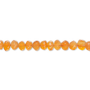Bead, carnelian (dyed / heated), light, 4x2mm-5x4mm hand-cut tumbled faceted rondelle, B grade, Mohs hardness 6-1/2 to 7. Sold per 13-inch strand, approximately 100 beads.