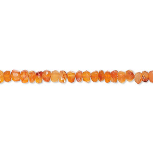 Bead, carnelian (dyed / heated), 3x2mm-4x3mm hand-cut tumbled faceted rondelle, B- grade, Mohs hardness 6-1/2 to 7. Sold per 13-inch strand, approximately 160 beads.