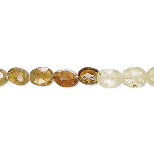 Bead, grossularite garnet (natural), 6x5mm-8x6mm hand-cut faceted puffed oval, B+ grade, Mohs hardness 6-1/2 to 7. Sold per 14-inch strand, approximately 55 beads.