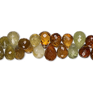 Bead, grossularite garnet (natural), 8x5mm-10x6mm hand-cut top-drilled micro-faceted teardrop, B+ grade, Mohs hardness 6-1/2 to 7-1/2. Sold per 8-inch strand, approximately 70 beads.