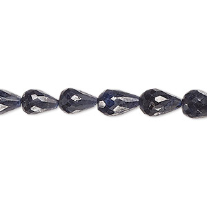 Bead, blue sapphire (dyed), dark, 7x5mm-9x7mm hand-cut faceted teardrop, C grade, Mohs hardness 9. Sold per 15-1/2&quot; to 16&quot; strand.