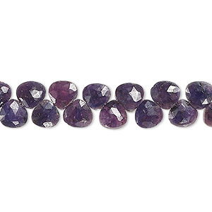 Bead, blue sapphire (dyed), dark, 5-6mm hand-cut top-drilled faceted puffed teardrop, C grade, Mohs hardness 9. Sold per 7-inch strand.
