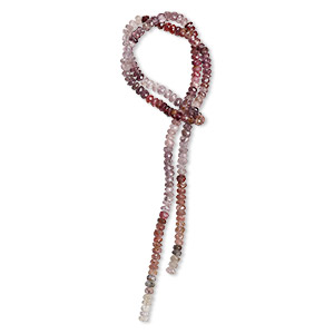 Bead, multi-spinel (natural), shaded, 4x2mm-4x3mm hand-cut faceted rondelle, B grade, Mohs hardness 8. Sold per 14-inch strand, approximately 160 beads.