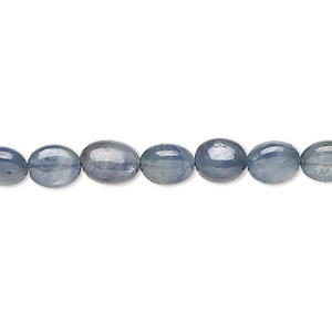 Bead, blue-grey sapphire (dyed), 7x5mm-9x6mm hand-cut puffed oval, C grade, Mohs hardness 9. Sold per 13-inch strand.