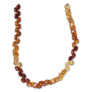 Bead, hessonite garnet (natural), shaded, 6x4mm-6x5mm hand-cut top-drilled faceted teardrop, B+ grade, Mohs hardness 7 to 7-1/2. Sold per 8-inch strand, approximately 55 beads.