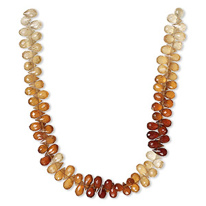 Bead, hessonite garnet (natural), shaded, 7x4mm-8x4mm hand-cut top-drilled faceted teardrop, B+ grade, Mohs hardness 7 to 7-1/2. Sold per 8-inch strand, approximately 75 beads.
