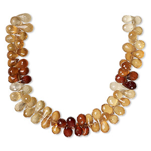 Bead, hessonite garnet (natural), shaded, 10x6mm-13x6mm hand-cut top-drilled faceted teardrop, B+ grade, Mohs hardness 7 to 7-1/2. Sold per 8-inch strand, approximately 65 beads.