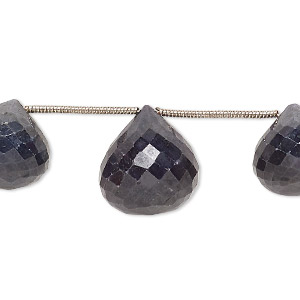 Bead, blue sapphire (dyed), dark blue, 13x11mm-17x16mm hand-cut top-drilled faceted teardrop, C grade, Mohs hardness 9. Sold per pkg of 10.