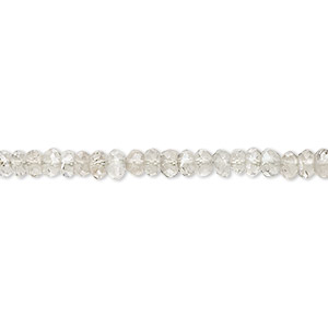 Bead, quartz crystal (coated), pale green and clear, 4x2mm-5x4mm hand-cut faceted rondelle, B grade, Mohs hardness 7. Sold per 13-inch strand, approximately 150 beads.