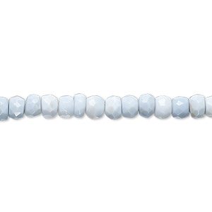 Bead, blue opal (natural), light, 5x3mm-6x4mm hand-cut faceted rondelle, B grade, Mohs hardness 5 to 6-1/2. Sold per 14-inch strand.