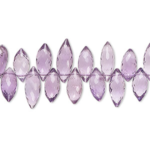 Bead, amethyst (natural), 8x4mm-13x6mm hand-cut top-drilled micro-faceted puffed marquise, B grade, Mohs hardness 7. Sold per 8-inch strand, approximately 65 beads.
