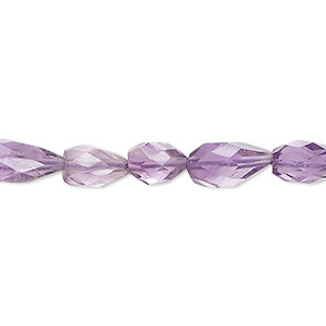 Bead, amethyst (natural), 7x5mm-13x6mm hand-cut faceted teardrop, C+ grade, Mohs hardness 7. Sold per 14-inch strand, approximately 35 beads.
