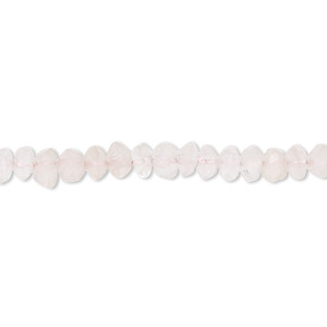 Bead, rose quartz (natural), light, 4x2mm-5x4mm hand-cut faceted saucer, C grade, Mohs hardness 7. Sold per 14-inch strand.