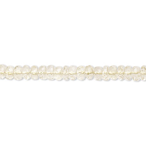 Bead, lemon quartz (heated), light, 4x2mm-5x3mm hand-cut micro-faceted rondelle, B grade, Mohs hardness 7. Sold per 14-inch strand, approximately 160 beads.