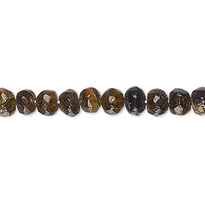 Bead, brown tourmaline (natural), dark, small hand-cut faceted pebble, Mohs hardness 7 to 7-1/2. Sold per 14-inch strand.
