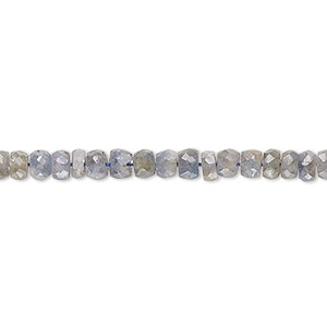 Bead, blue-grey sapphire (dyed), dark, 3x2mm-4x3mm hand-cut faceted rondelle, C grade, Mohs hardness 9. Sold per 14-inch strand, approximately 150 beads.