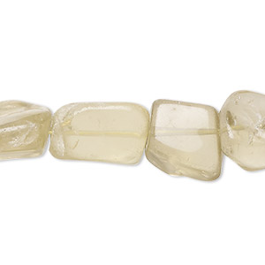 Bead, smoky lemon quartz (heated), small to large hand-cut nugget, Mohs hardness 7. Sold per 14-inch strand.