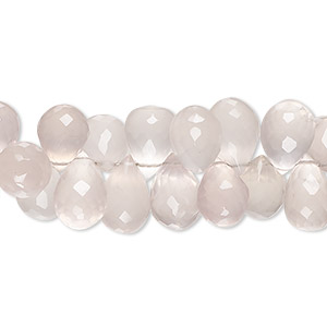 Bead, rose quartz (natural), light, 9x7mm-12x8mm hand-cut top-drilled faceted teardrop, B grade, Mohs hardness 7. Sold per 7-inch strand, approximately 60 beads.