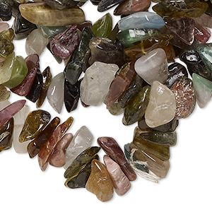 Bead, multi-tourmaline (natural), medium to gigantic hand-cut chip, Mohs hardness 7 to 7-1/2. Sold per 35-inch strand.