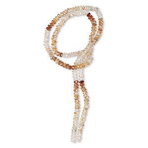 Bead, white zircon / orange zircon /  brown zircon (natural / heated), shaded, 3x1mm-4x2mm hand-cut faceted rondelle, C+ grade, Mohs hardness 6 to 7-1/2. Sold per 14-inch strand, approximately 160 beads.