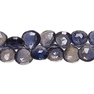 Bead, iolite (natural), medium to dark, 8x7mm-10mm hand-cut top-drilled faceted puffed teardrop, B+ grade, Mohs hardness 7 to 7-1/2. Sold per 8-inch strand, approximately 50 beads.