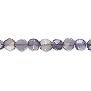 Bead, iolite (dyed), 5-6mm hand-cut faceted flat round, C grade, Mohs hardness 7 to 7-1/2. Sold per 14-inch strand.
