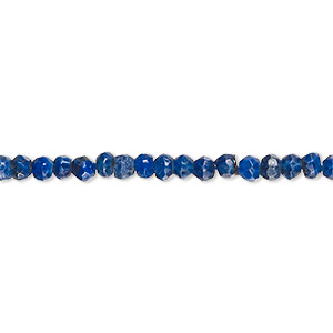 Bead, lapis lazuli (dyed), 3x2mm-5x4mm hand-cut faceted rondelle, C+ grade, Mohs hardness 5 to 6. Sold per 13-inch strand, approximately 120 beads.