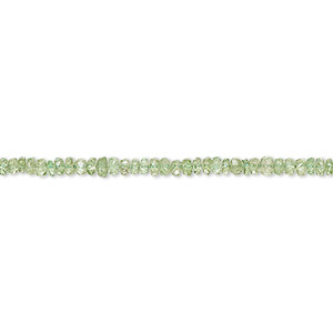 Bead, tsavorite garnet (natural), light, 2x1mm-3x2mm hand-cut faceted rondelle, B grade, Mohs hardness 7 to 7-1/2. Sold per 15-inch strand, approximately 180 beads.