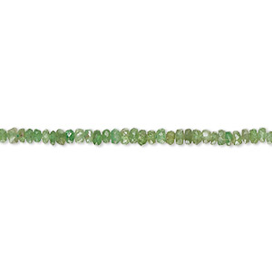 Bead, tsavorite garnet (natural), 2x1mm-3x2mm hand-cut faceted rondelle, B- grade, Mohs hardness 7 to 7-1/2. Sold per 15-inch strand, approximately 180 beads.