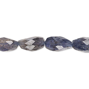 Bead, iolite (dyed), mini to medium hand-cut faceted flat nugget, Mohs hardness 7 to 7-1/2. Sold per 14-inch strand, approximately 25 beads.