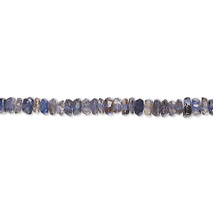 Bead, iolite (dyed), medium to dark, 3x1mm-4x3mm hand-cut faceted rondelle, B- grade, Mohs hardness 7 to 7-1/2. Sold per 13-inch strand, approximately 180 beads.
