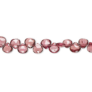 Bead, rhodolite garnet (natural), 4-5mm hand-cut top-drilled faceted puffed teardrop, A- grade, Mohs hardness 7 to 7-1/2. Sold per 8-inch strand, approximately 60 beads.