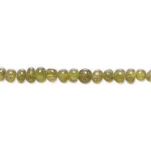 Bead, vesuvianite (natural), small hand-cut tumbled pebble, D grade, Mohs hardness 6-1/2. Sold per 14-inch strand, approximately 103 beads.