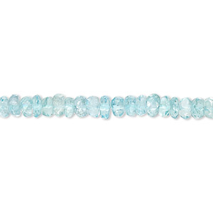Bead, blue apatite (natural), 4x2mm-6x3mm hand-cut faceted rondelle, B grade, Mohs hardness 5. Sold per 12-inch strand, approximately 130 beads.