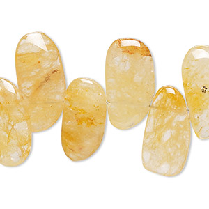 Bead, peach quartz (natural), light to dark, extra-large to gigantic hand-cut top- and center-drilled Hawaiian chip, Mohs hardness 7. Sold per 7-inch strand.